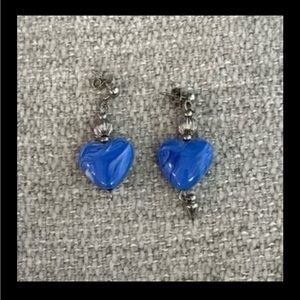 Vintage Avon 1990's Blue Swirl Heart Lucite Earrings